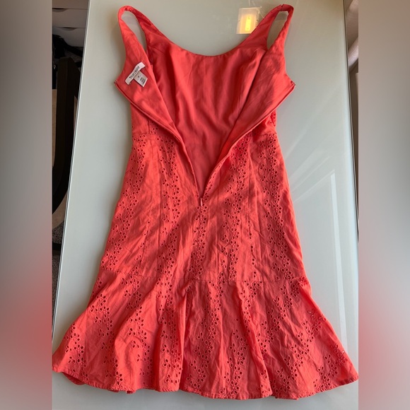 White House Black Market Orange/Salmon 100% Cotton Dress - Picture 6 of 11